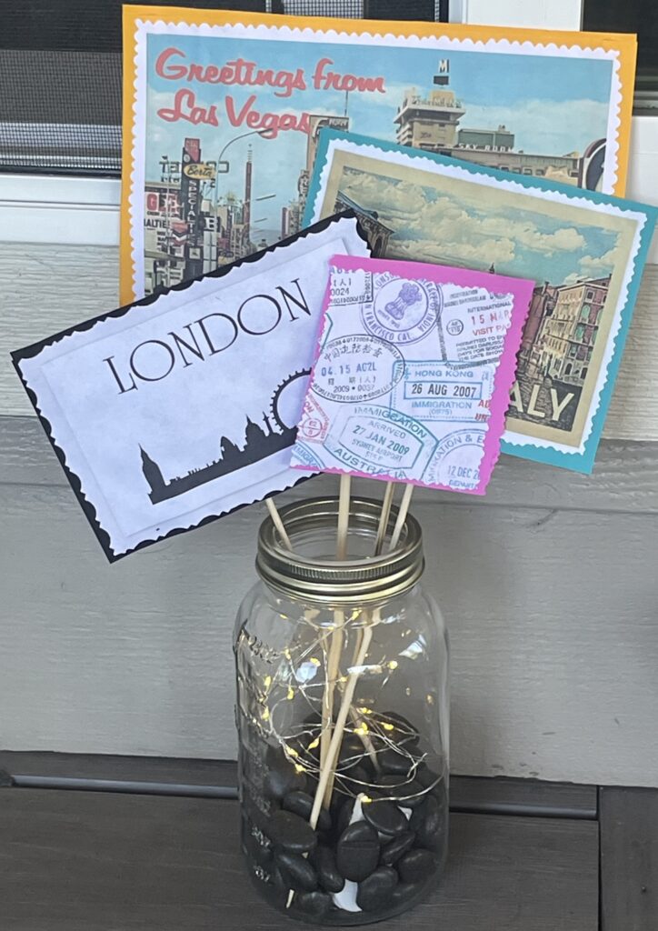 Personalised birthday event display with decorative details